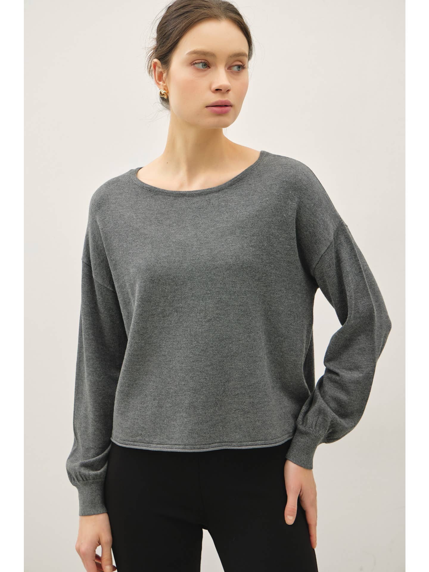 Fine Knit Boat Neck Sweater