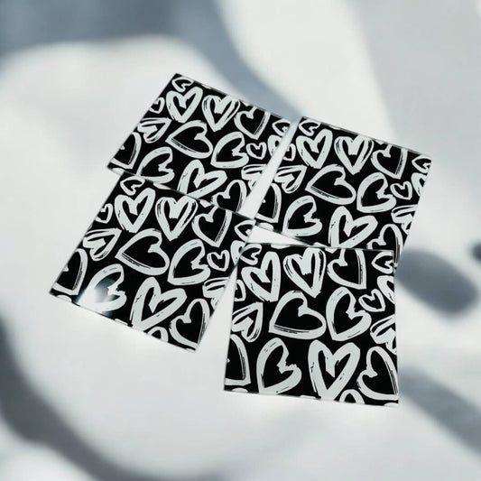 Black And White Hearts Coaster Set