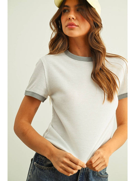 Color Combo Waffle Knit Grey