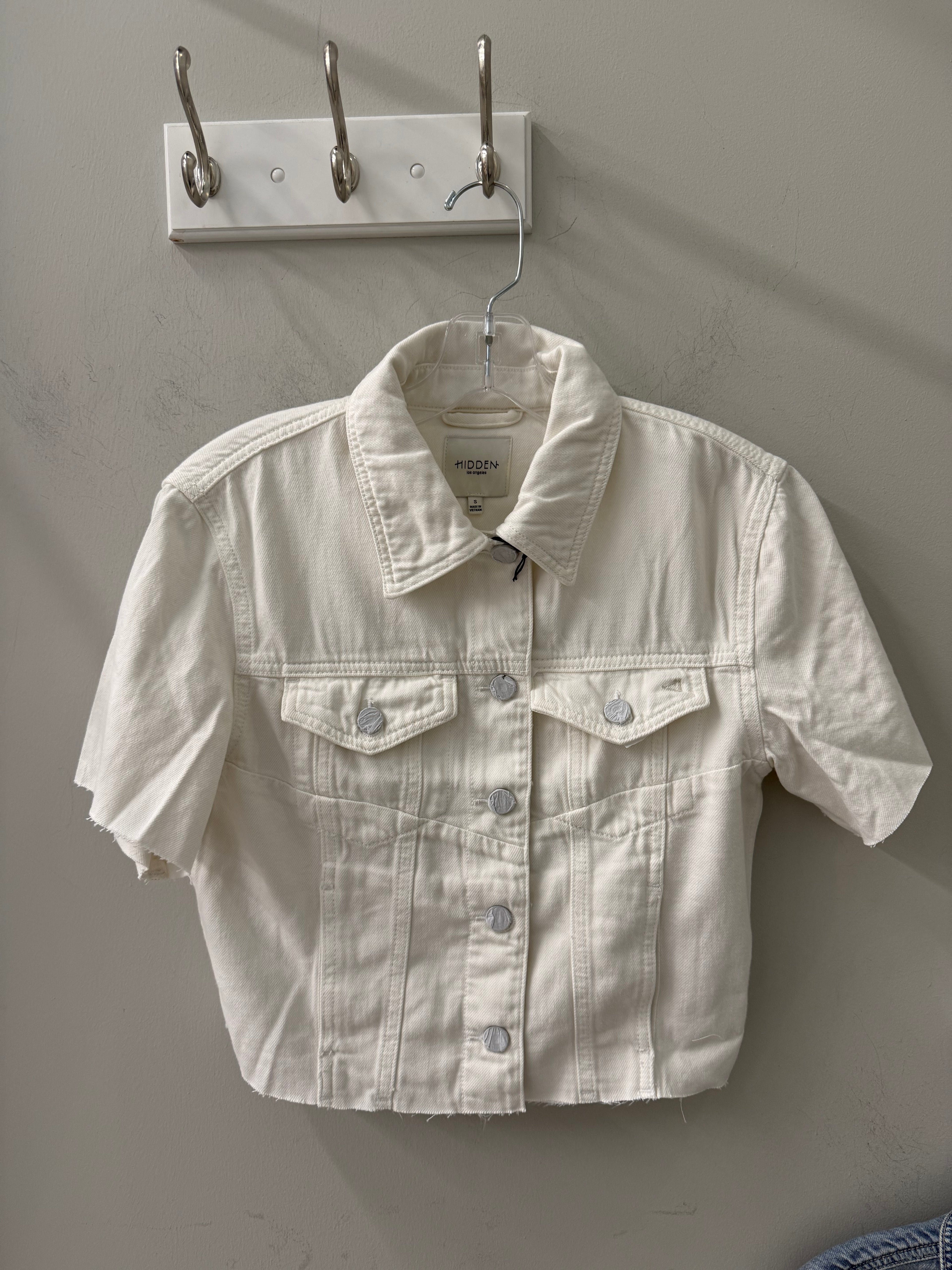 Rebel Short Sleeve Denim Jacket White