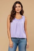 Scoop Neck Tank With Shirred Detail Lavender