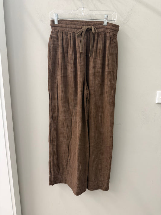 Bailey Gauze Wide Leg Pant -  Mocha