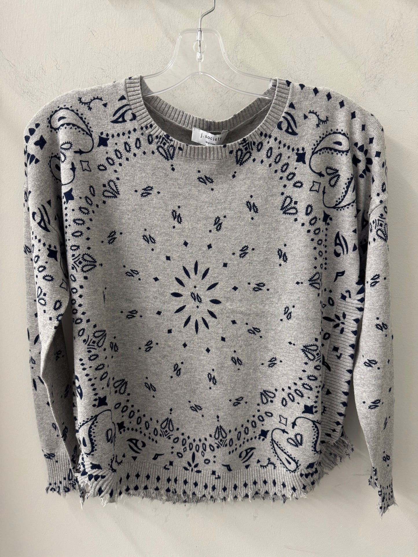 J. Society Bandana Distressed Crew Heather Gray