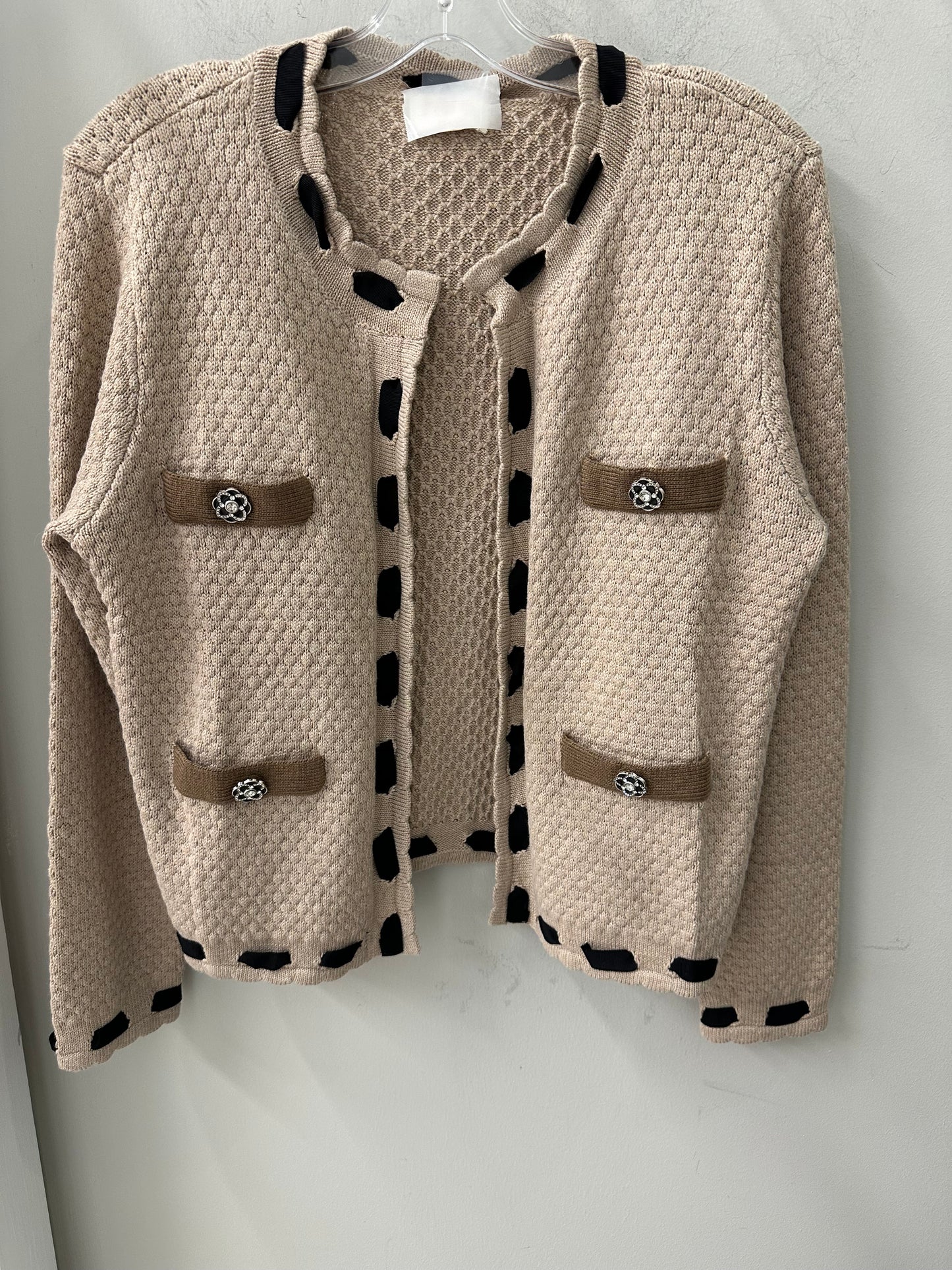 Ribbon Trimmed Open Cardi