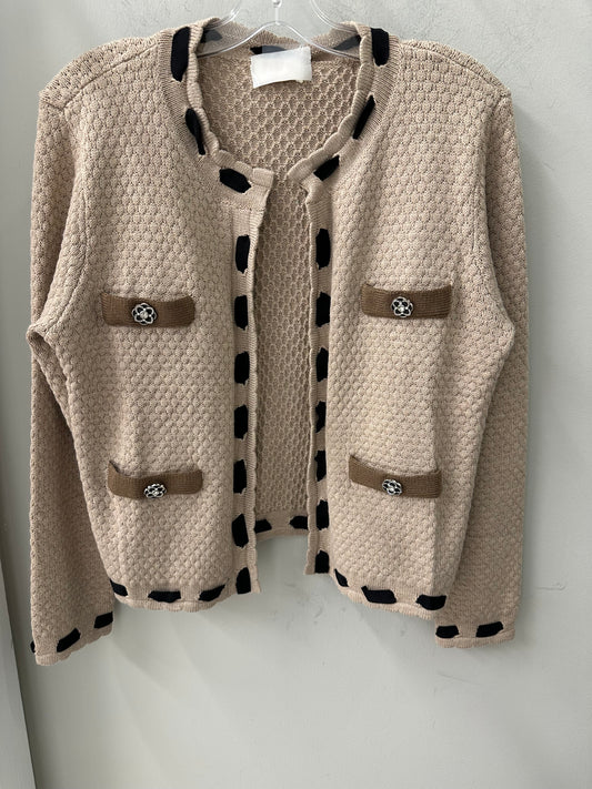 Ribbon Trimmed Open Cardi