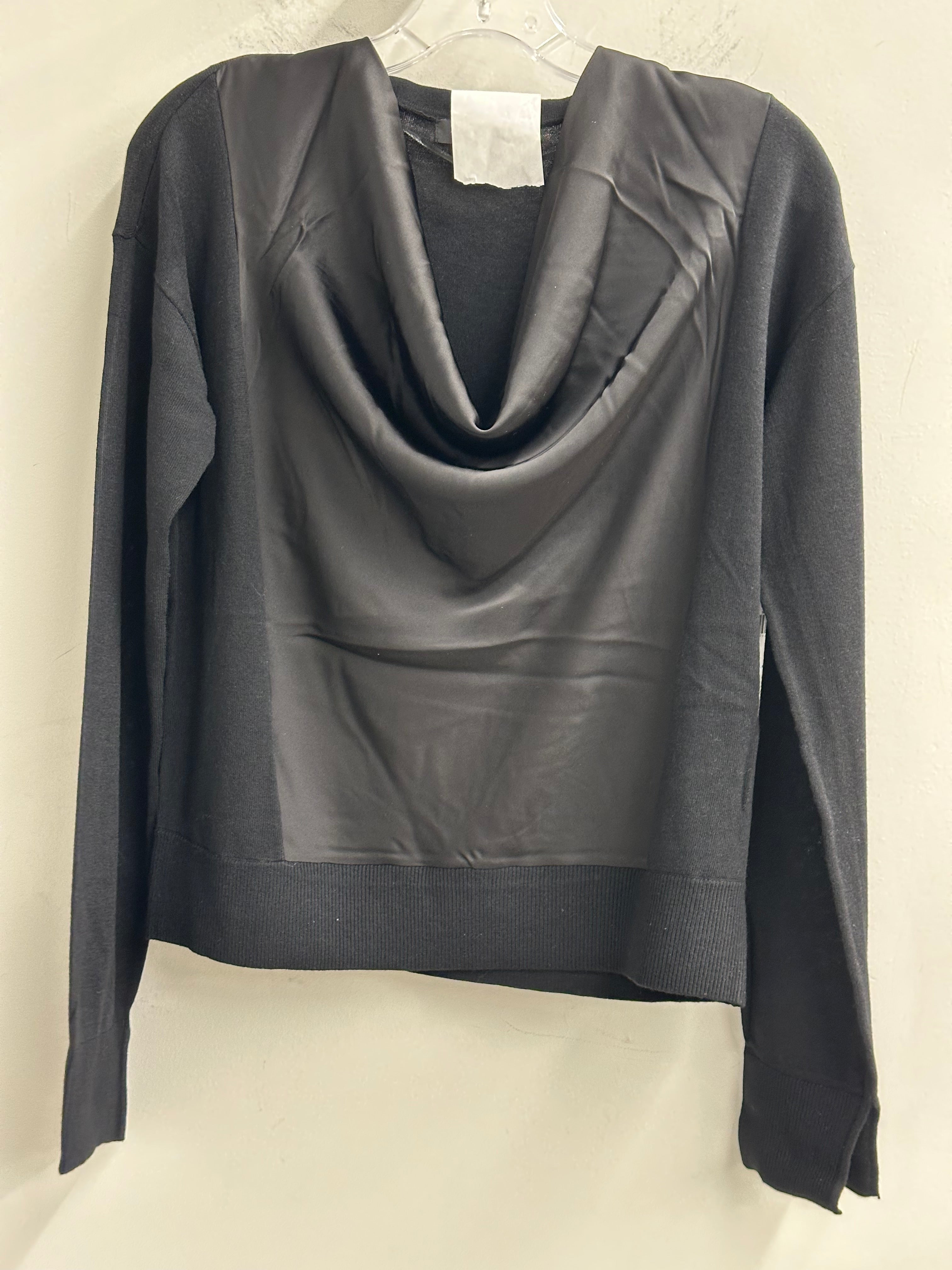Draped Neck Mixed Media Sweater
