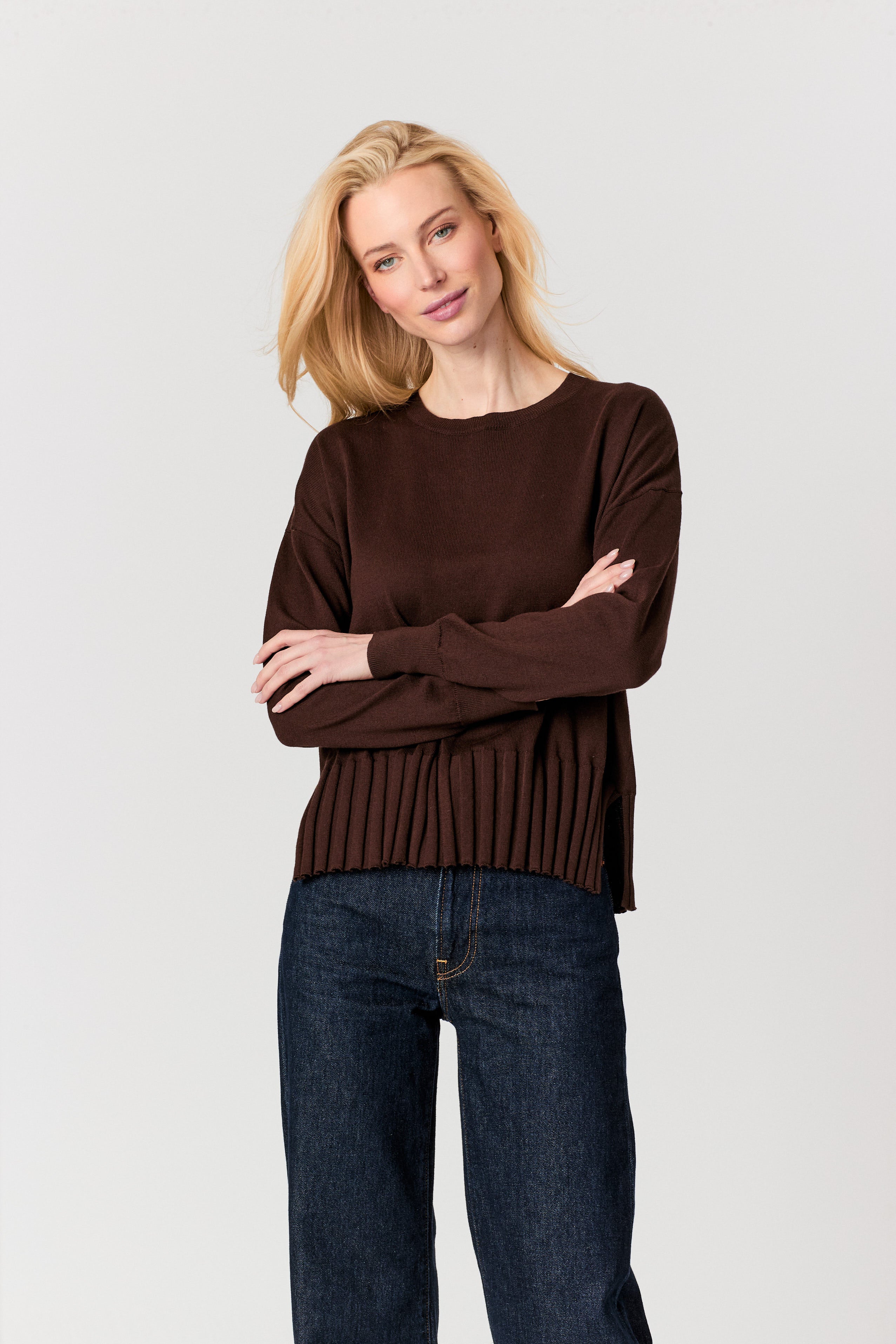 J. Society Coffee Bean Rib Bottom Crew