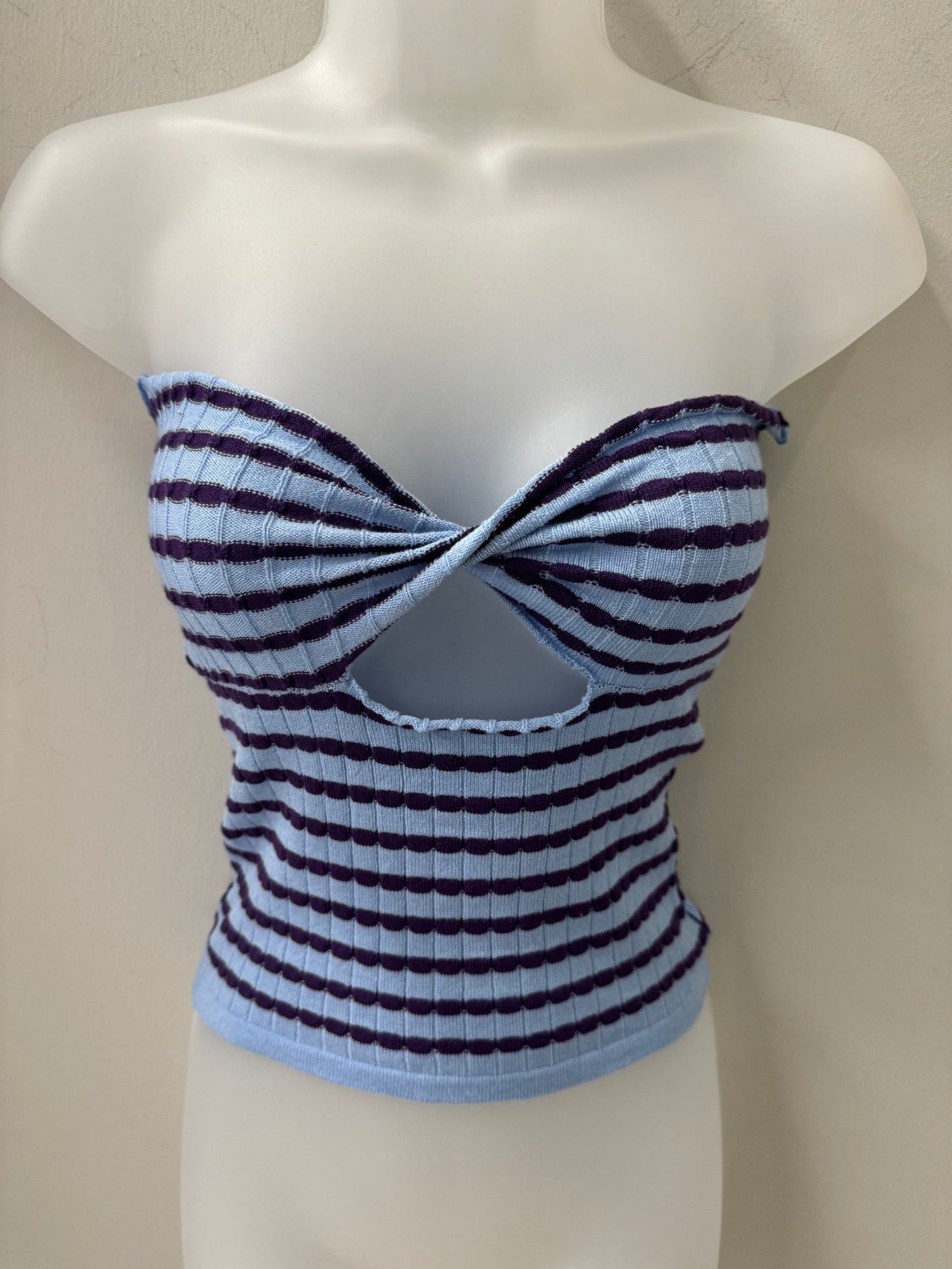 Knit Stripped Tube Top Sky Blue