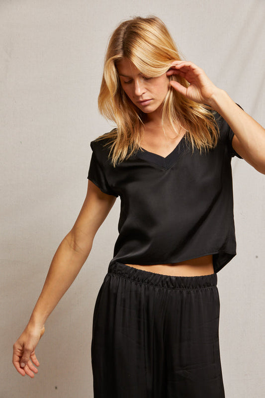 The Amelie Satin V-Neck