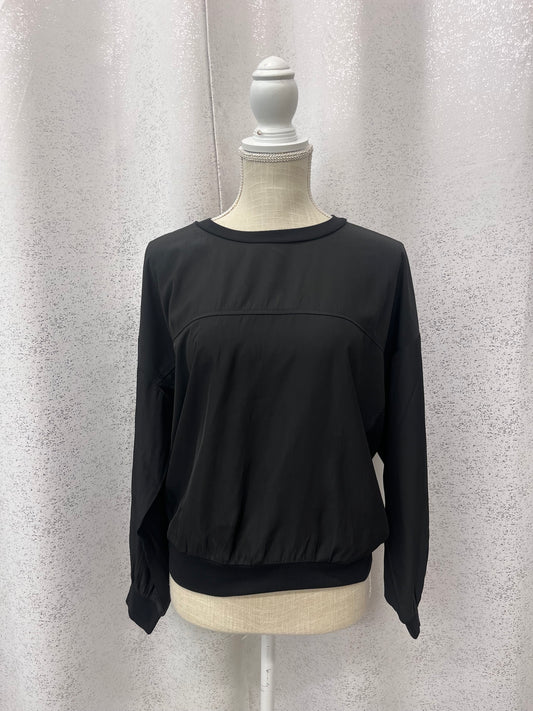Satin Crewneck Top Black