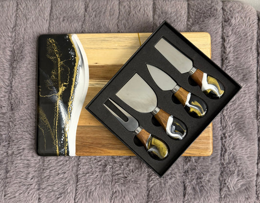 Wood Resin Cheese Charcuterie Board Black Onyx