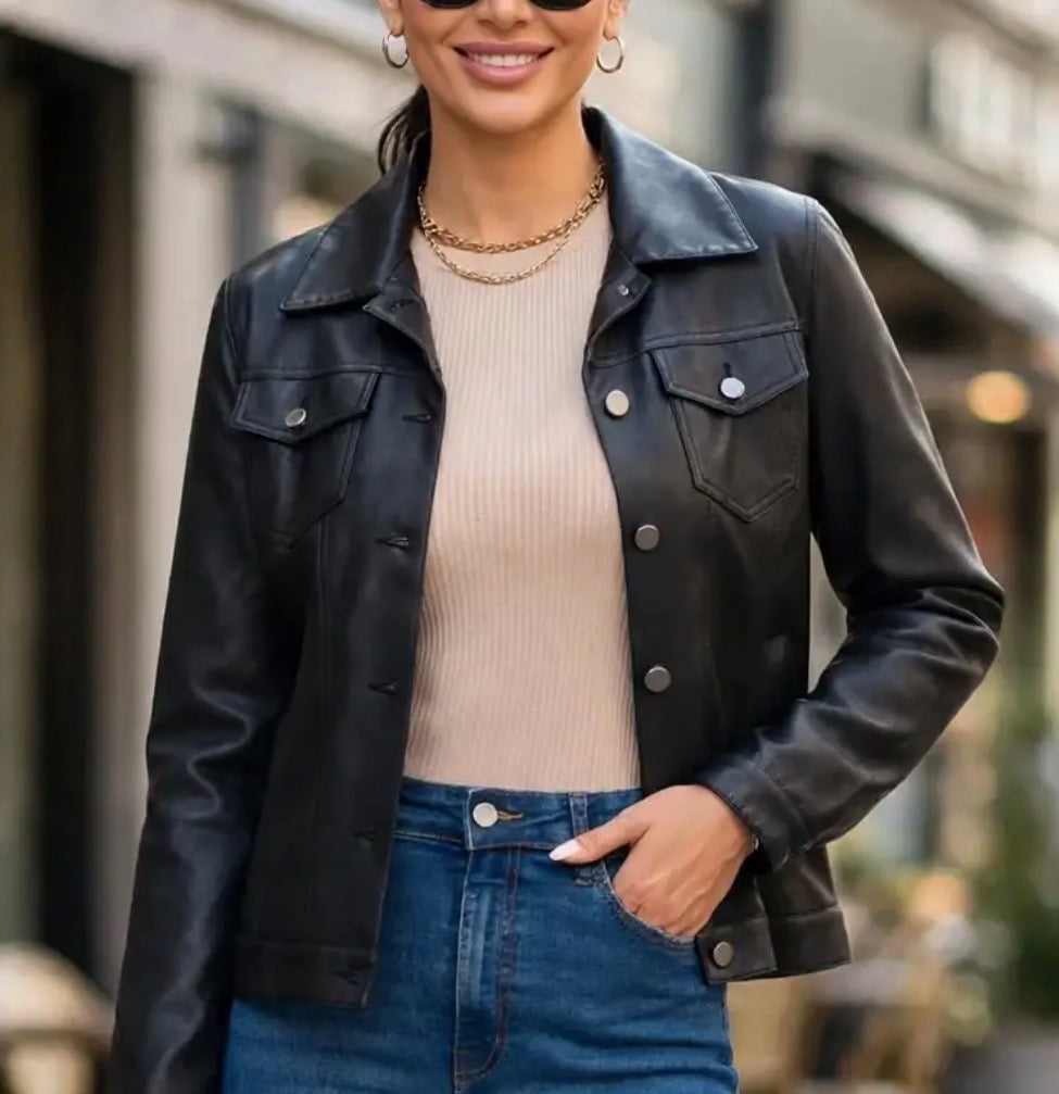 Noir Edge Faux Leather Jacket