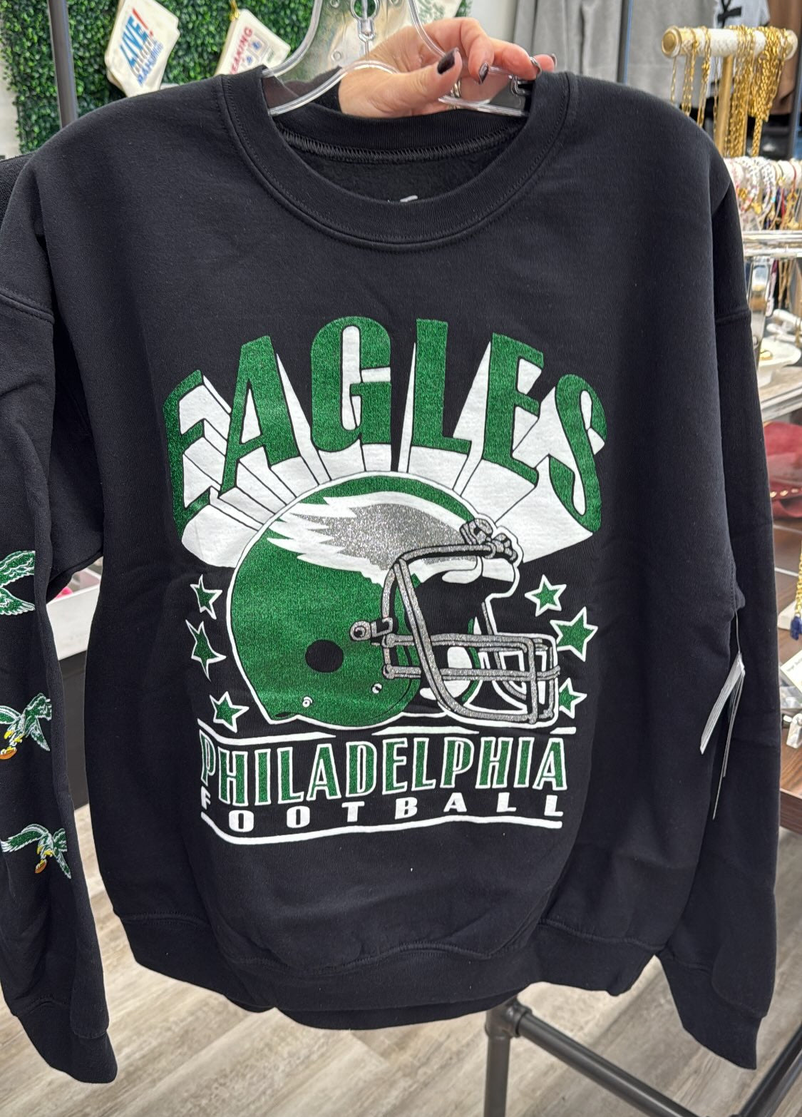 Eagles Glitter Helmet Crew