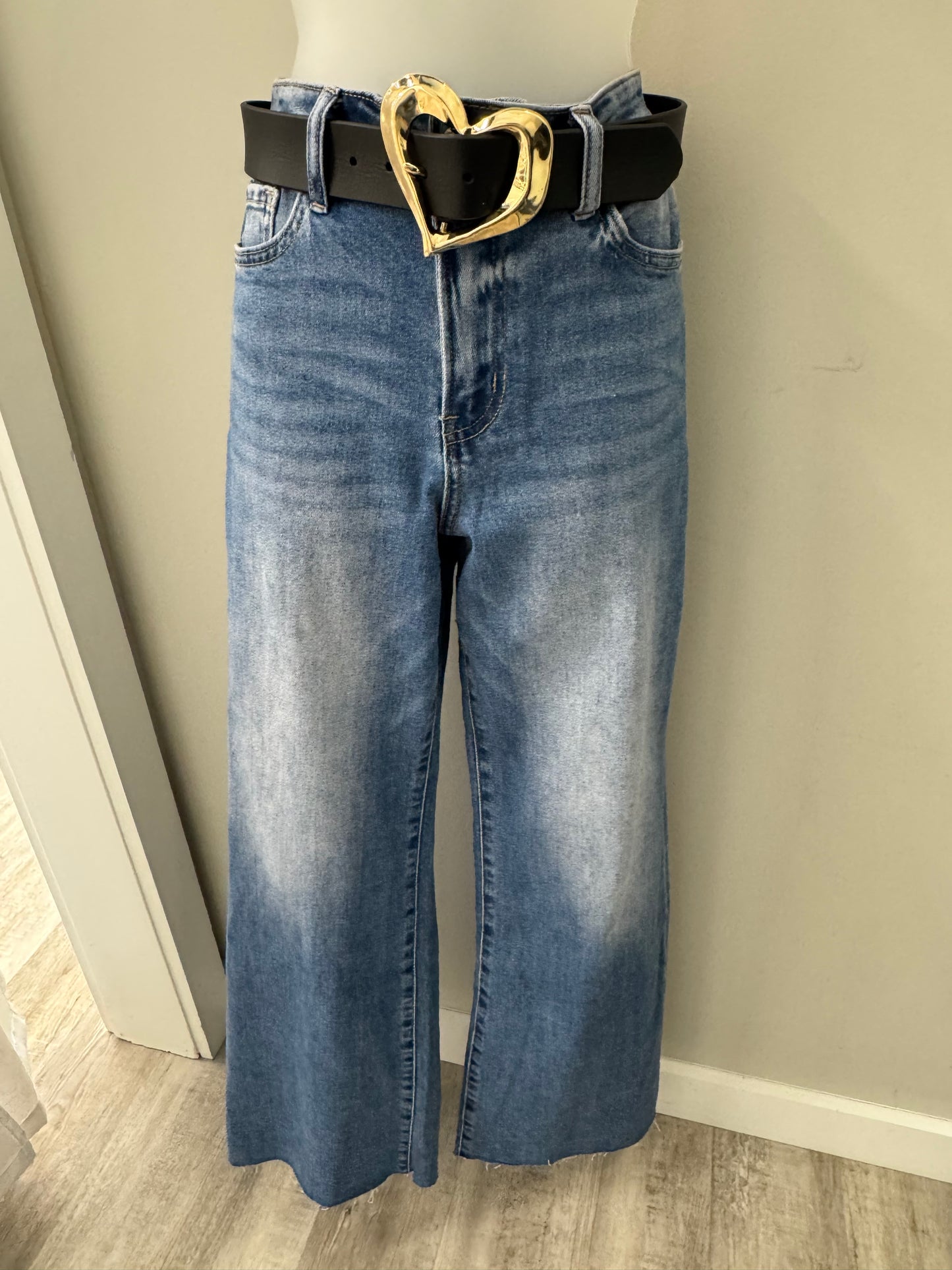 Leather Belt With Heart Buckle