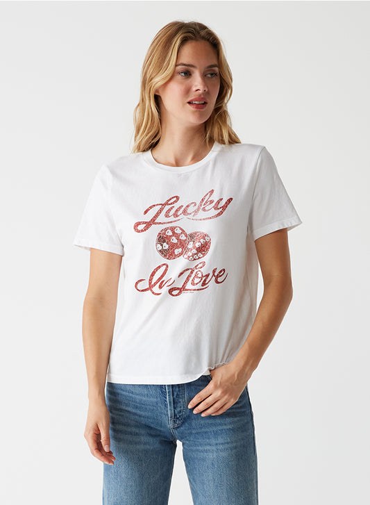 Lucky In Love Graphic Tee-White