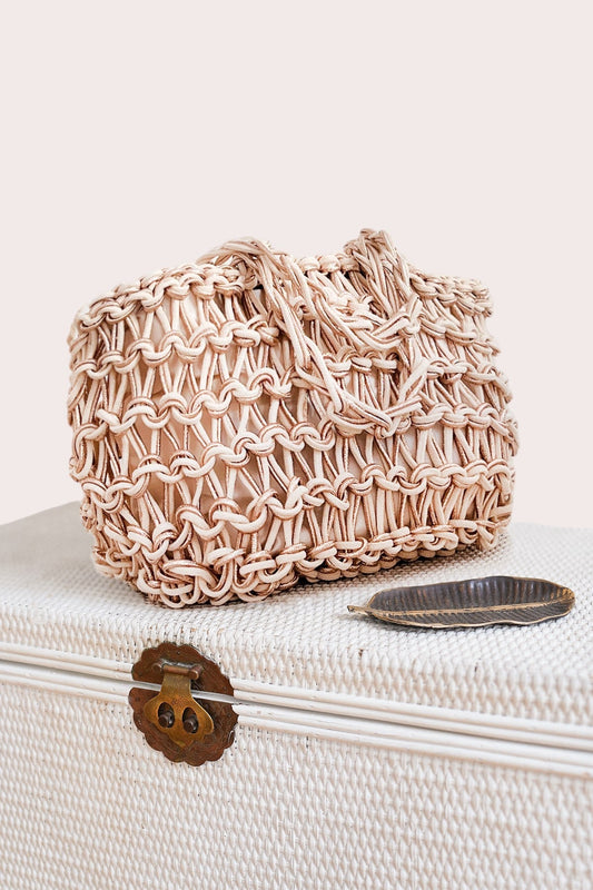 Savannah Crochet Tote Cream/Rose Gold