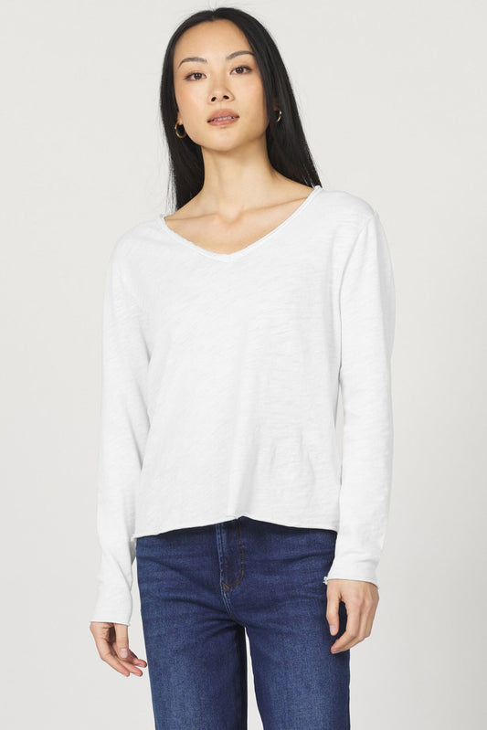 Vanya Long Sleeve Slub Tee White