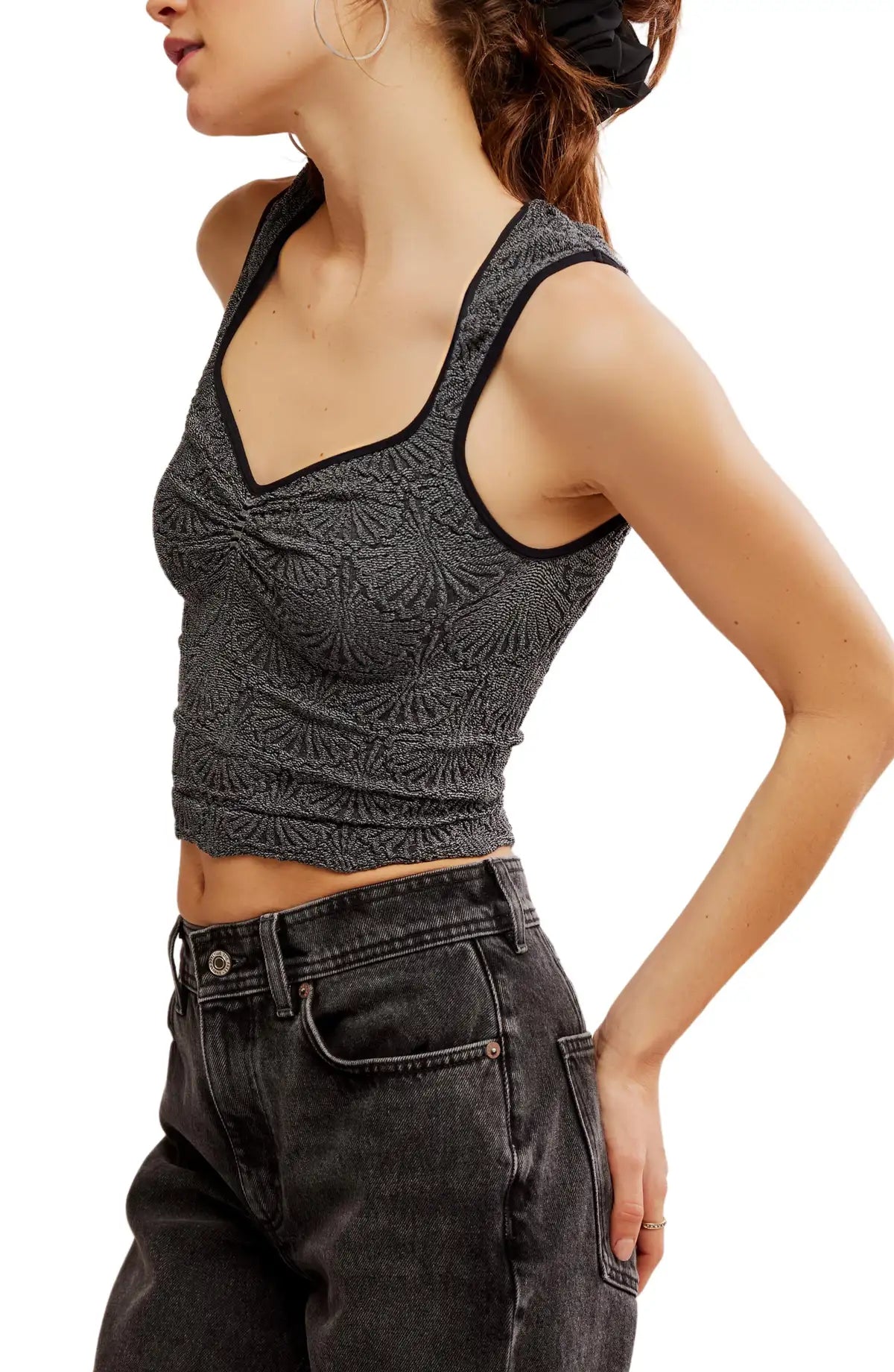 Free People Love Letter Sweetheart Cami Black