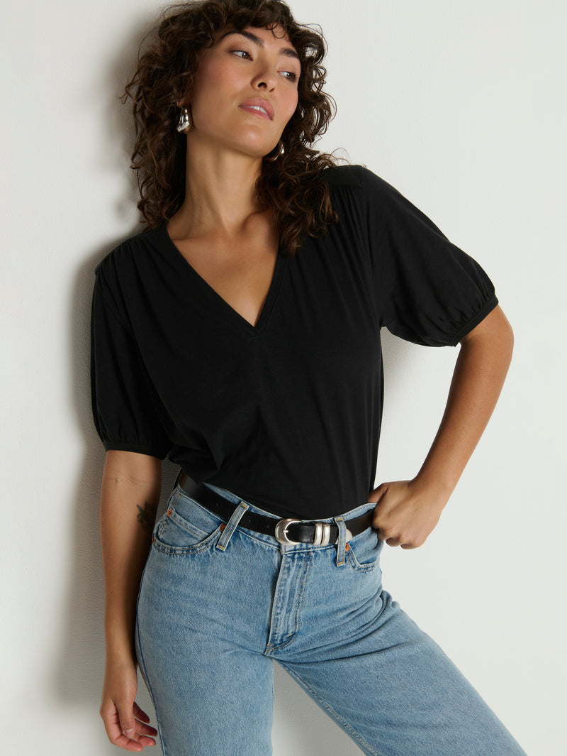 Nation Edie Shirred Top Black
