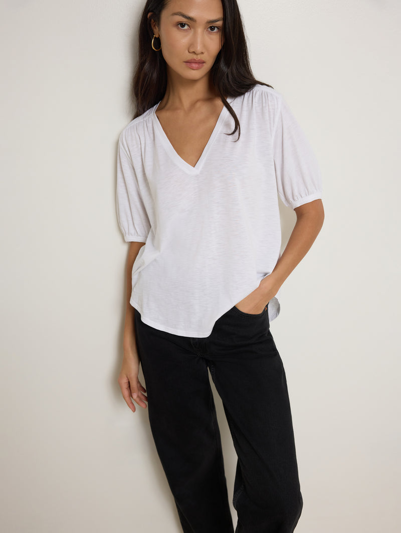 Nation Edie Shirred Top White
