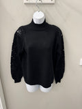 Black Crochet Sleeve Sweater