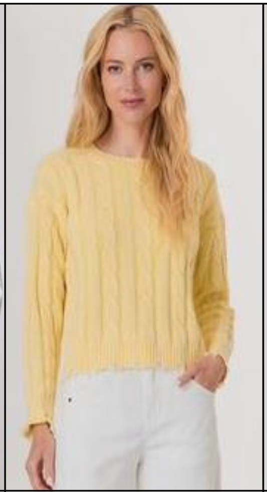 J. Society Yellow Washed Cable Sweater