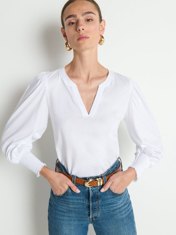 Nation Flora Peasant Tee White