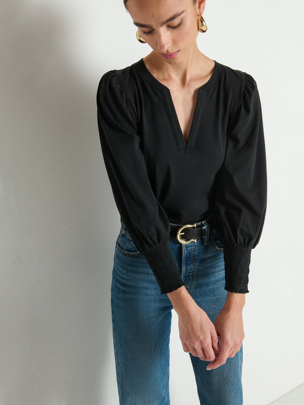 Nation Flora Peasant Tee Black