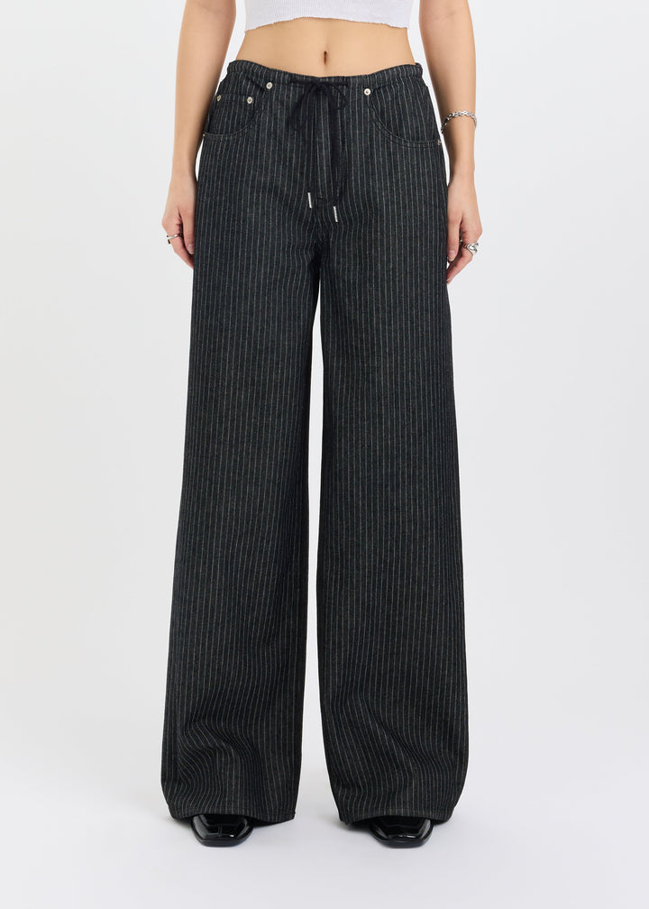 Madison Stripe Denim Wide Leg