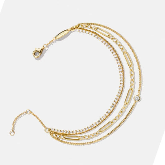 18K Gold Plated 3 Layer Satellite Chain Bracelet