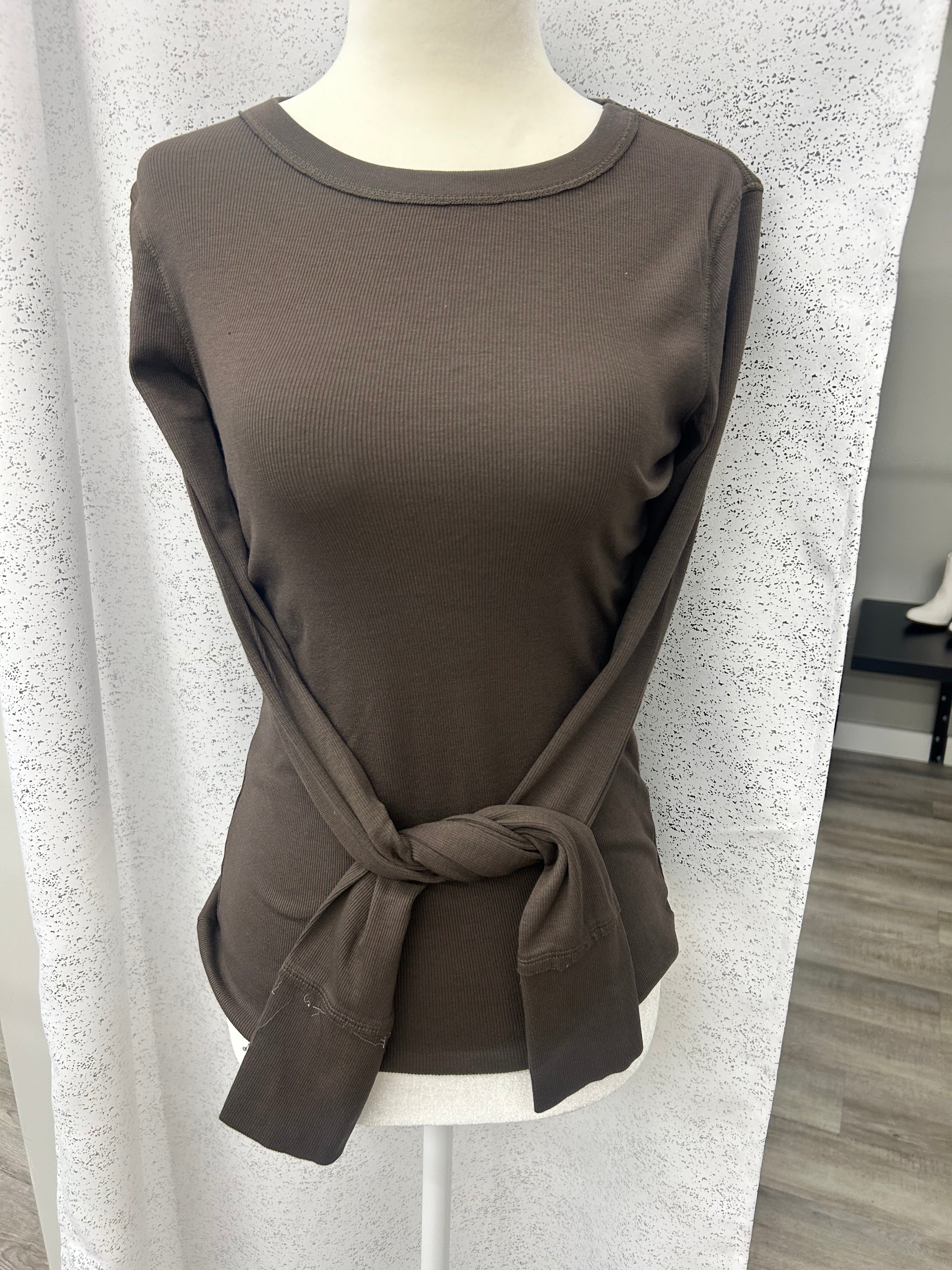Crown Jewel Ribbed Long Sleeve Chocolate