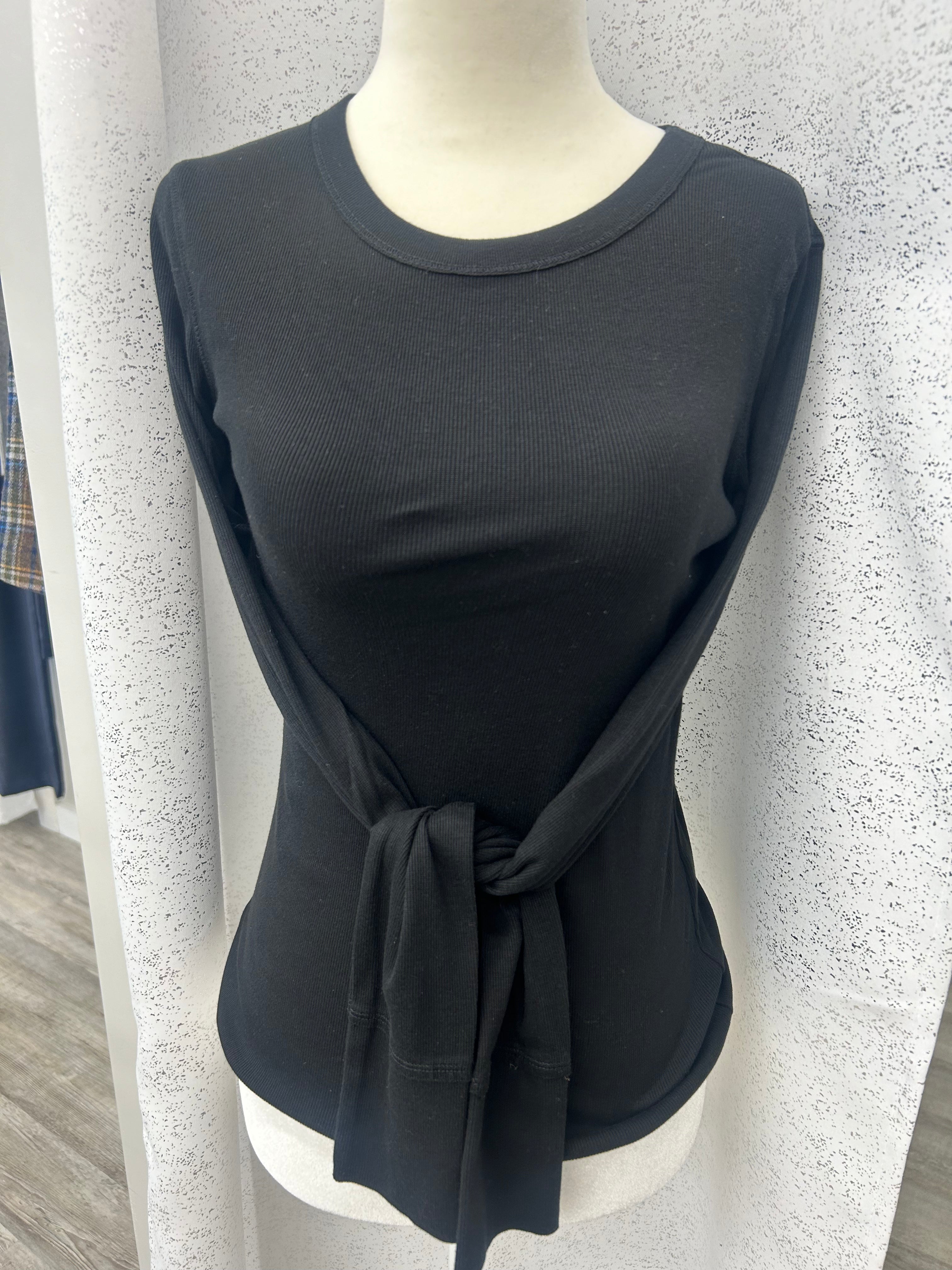 Crown Jewel Ribbed Long Sleeve Black