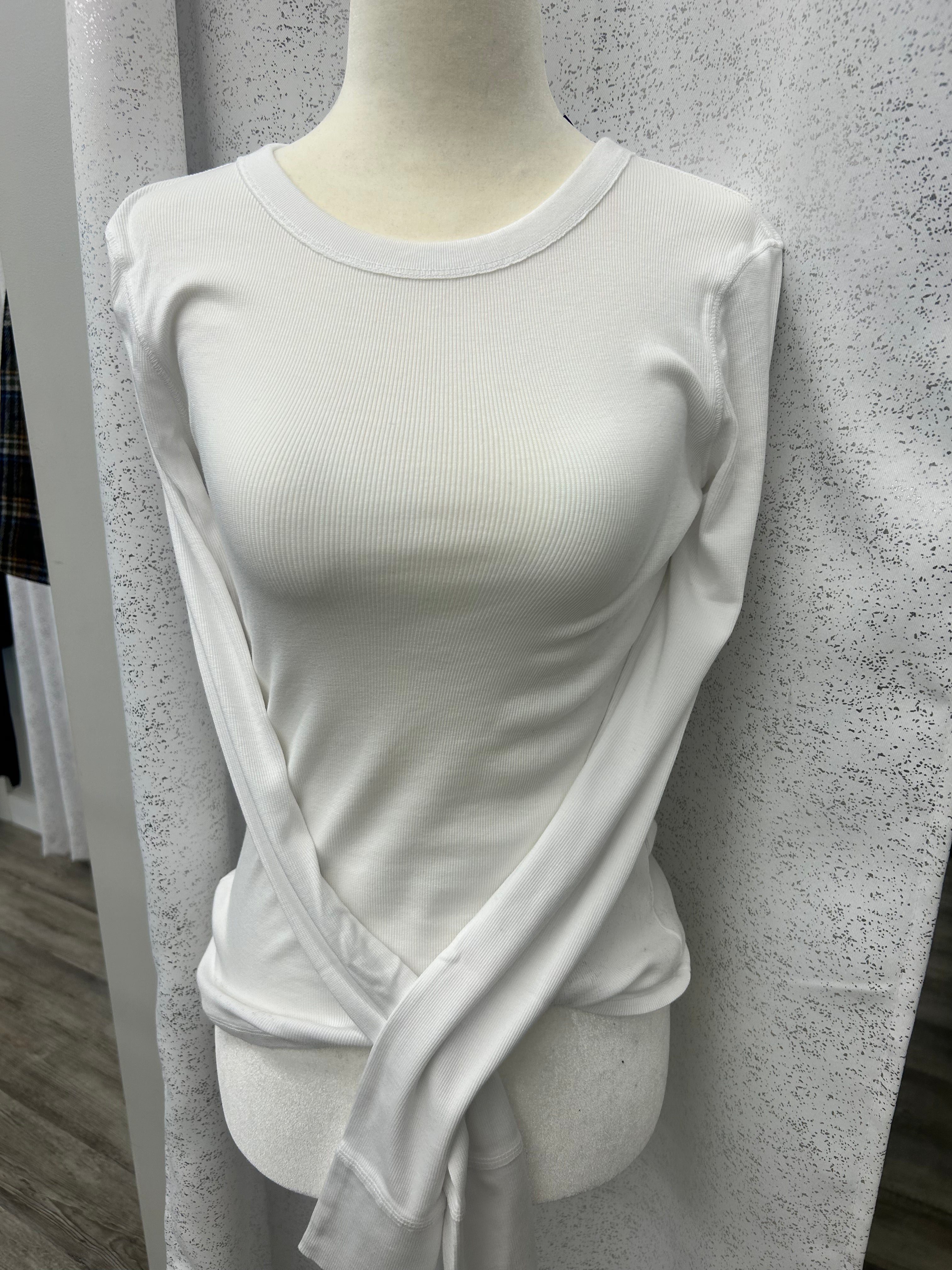 Crown Jewel Ribbed Long Sleeve White