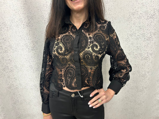 Paisley Lace Blouse Black