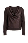 Draped Neck Mixed Media Sweater