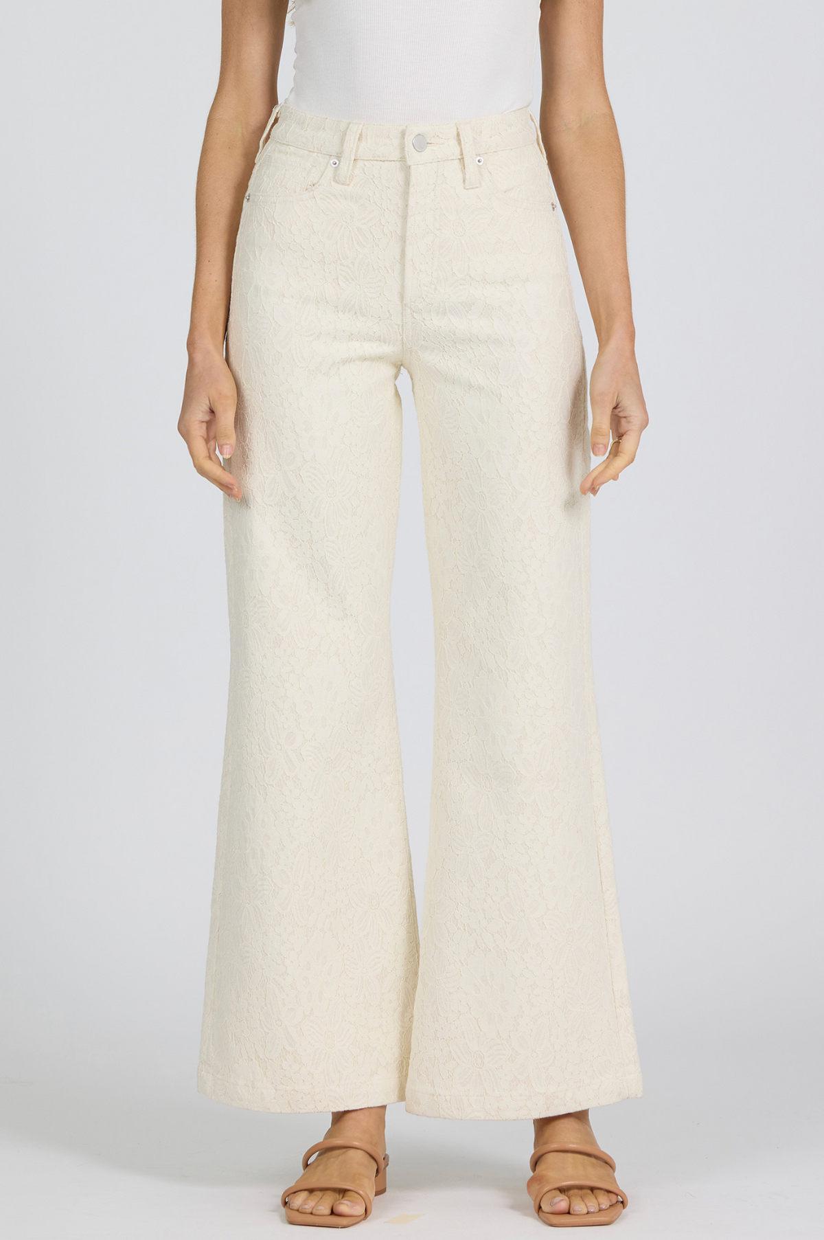 Fiona Wide Leg in Wheat Lace