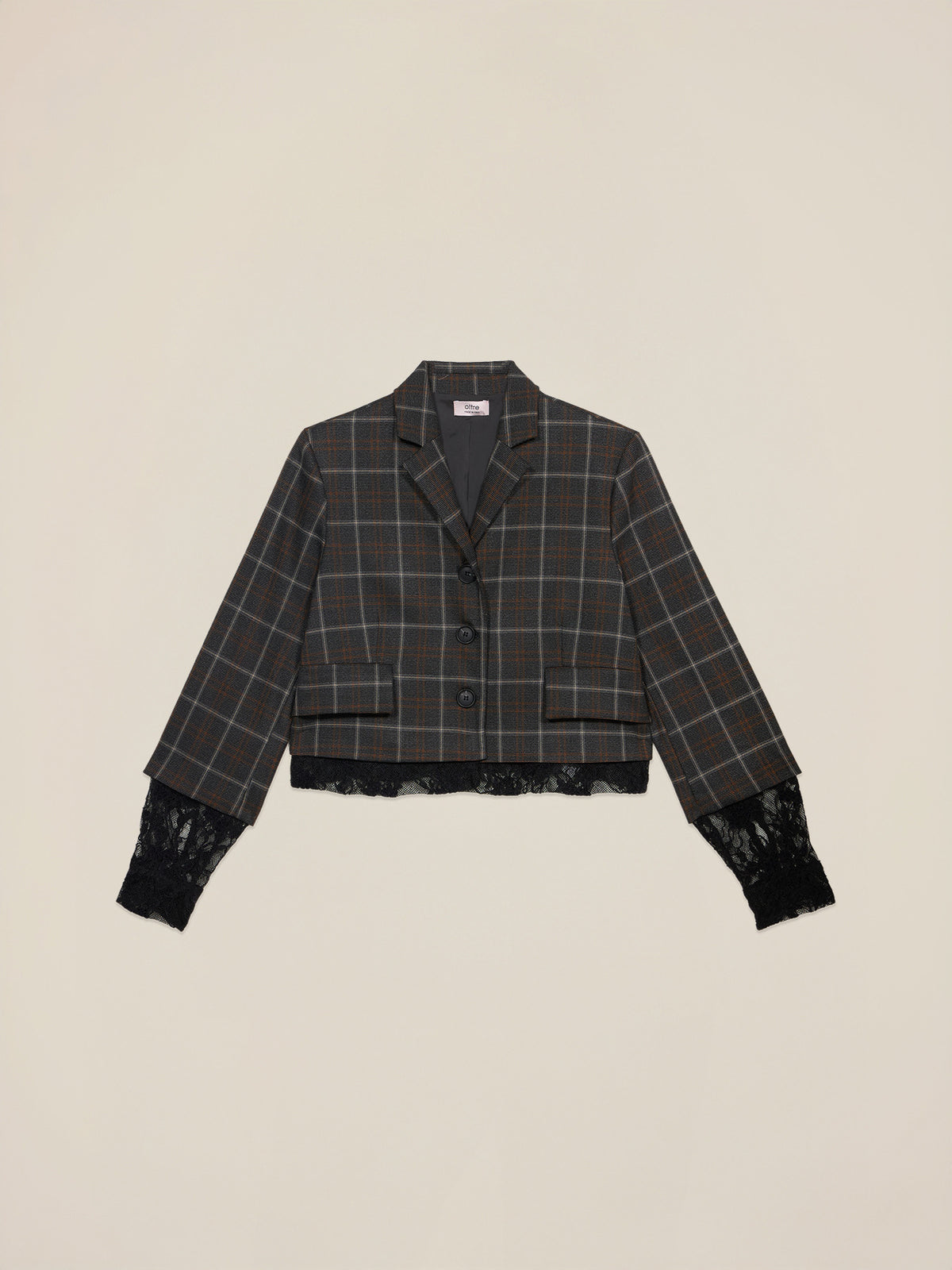 Giacca Cropped Blazer With Lace Trim
