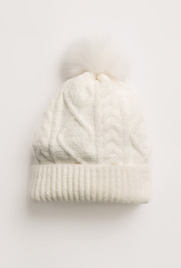 Cable Crew Lounge Beanie in Ivory