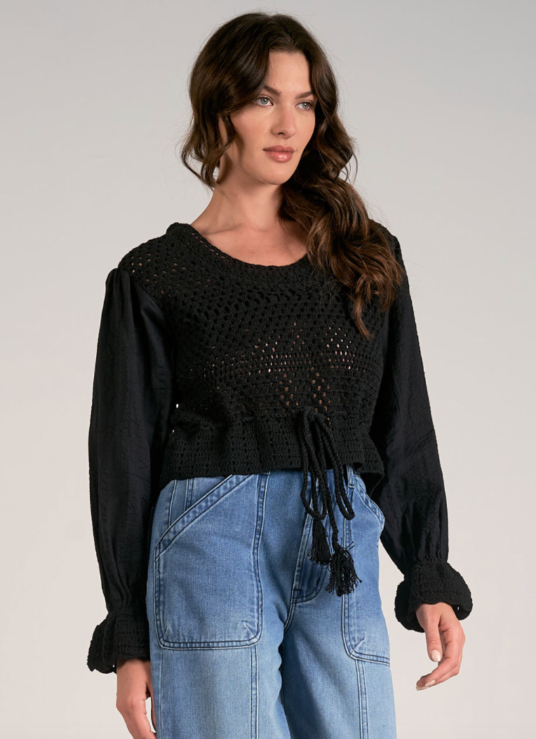 Black Crochet Long Sleeve
