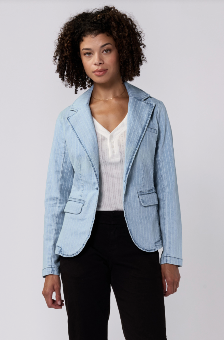 Minah Striped Denim Blazer