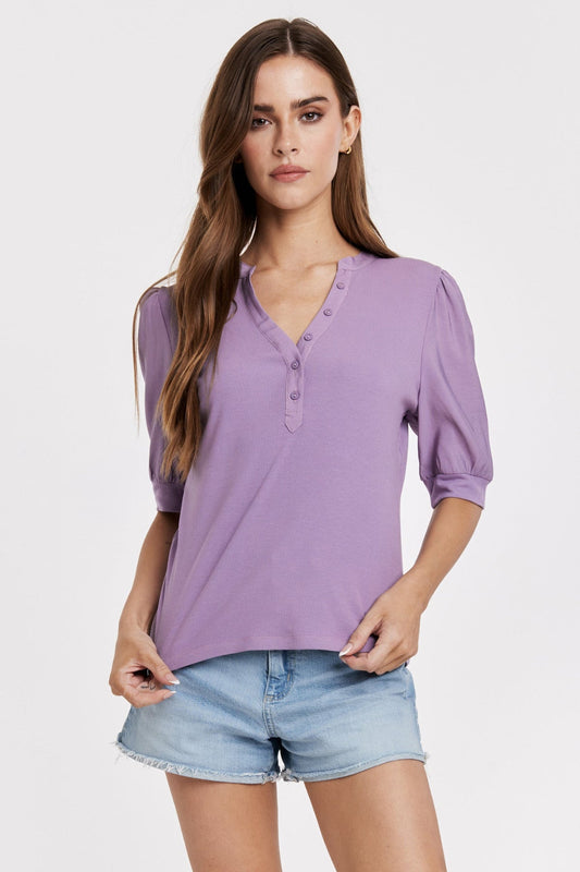 Tanner Puff Sleeve Henley Iris