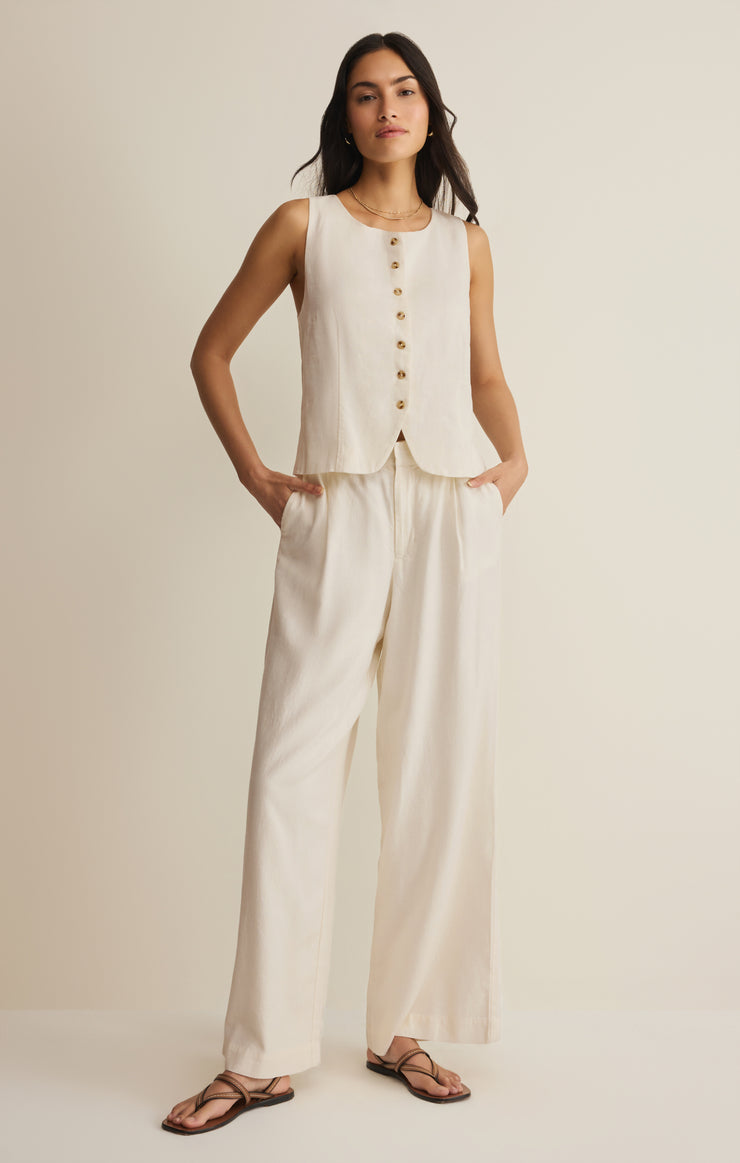 Roman Linen Vest In Cloud