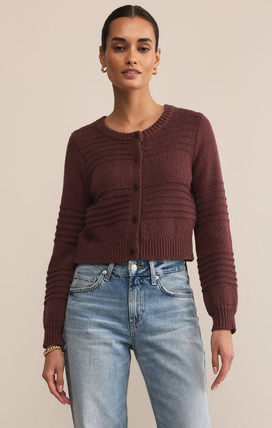 Between The Lines Cardi In Sandalwood