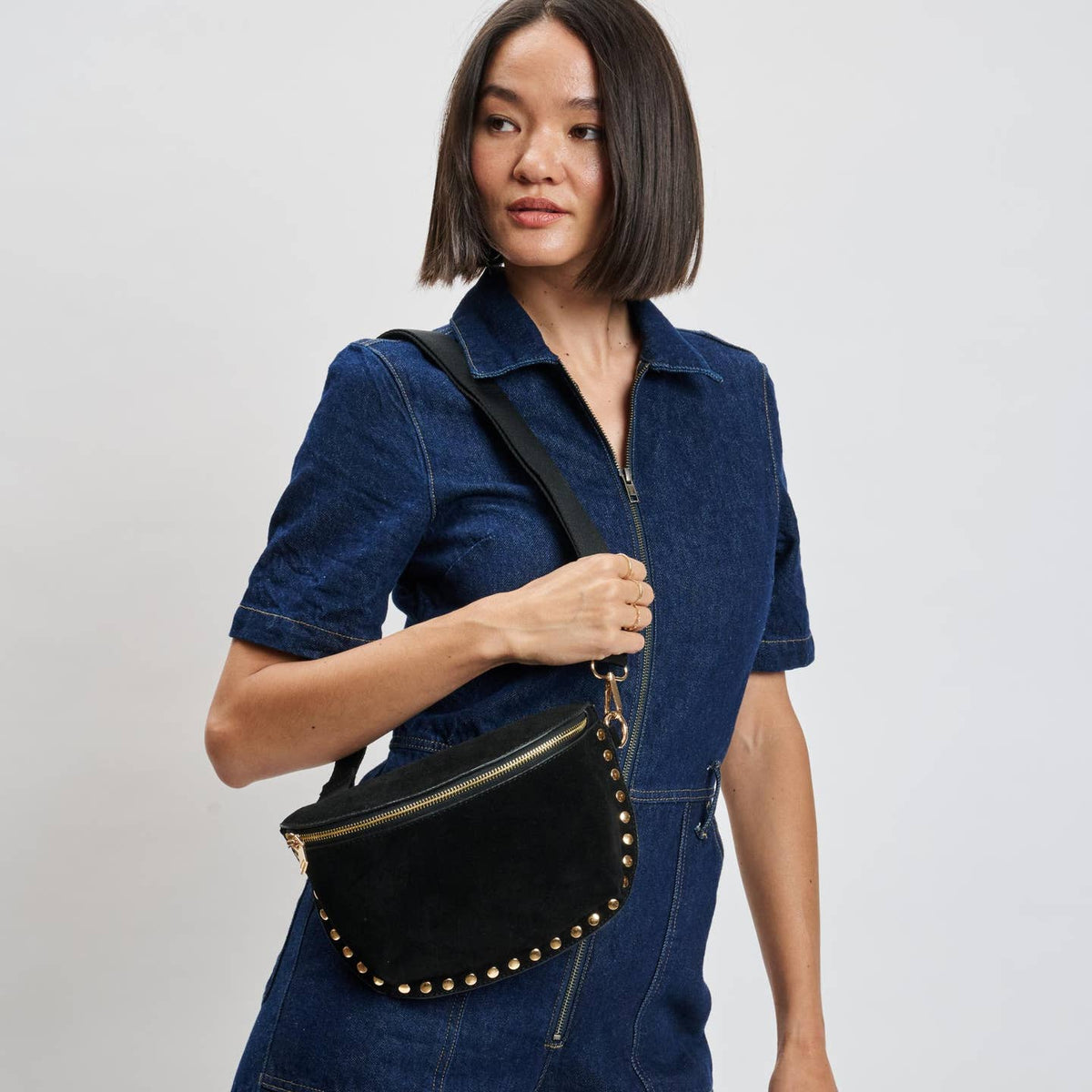 Giselle Suede Bum Bag Black