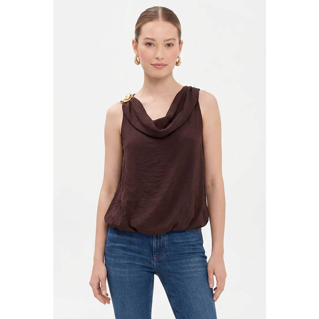 Cowl Neck Bubble Hem Top