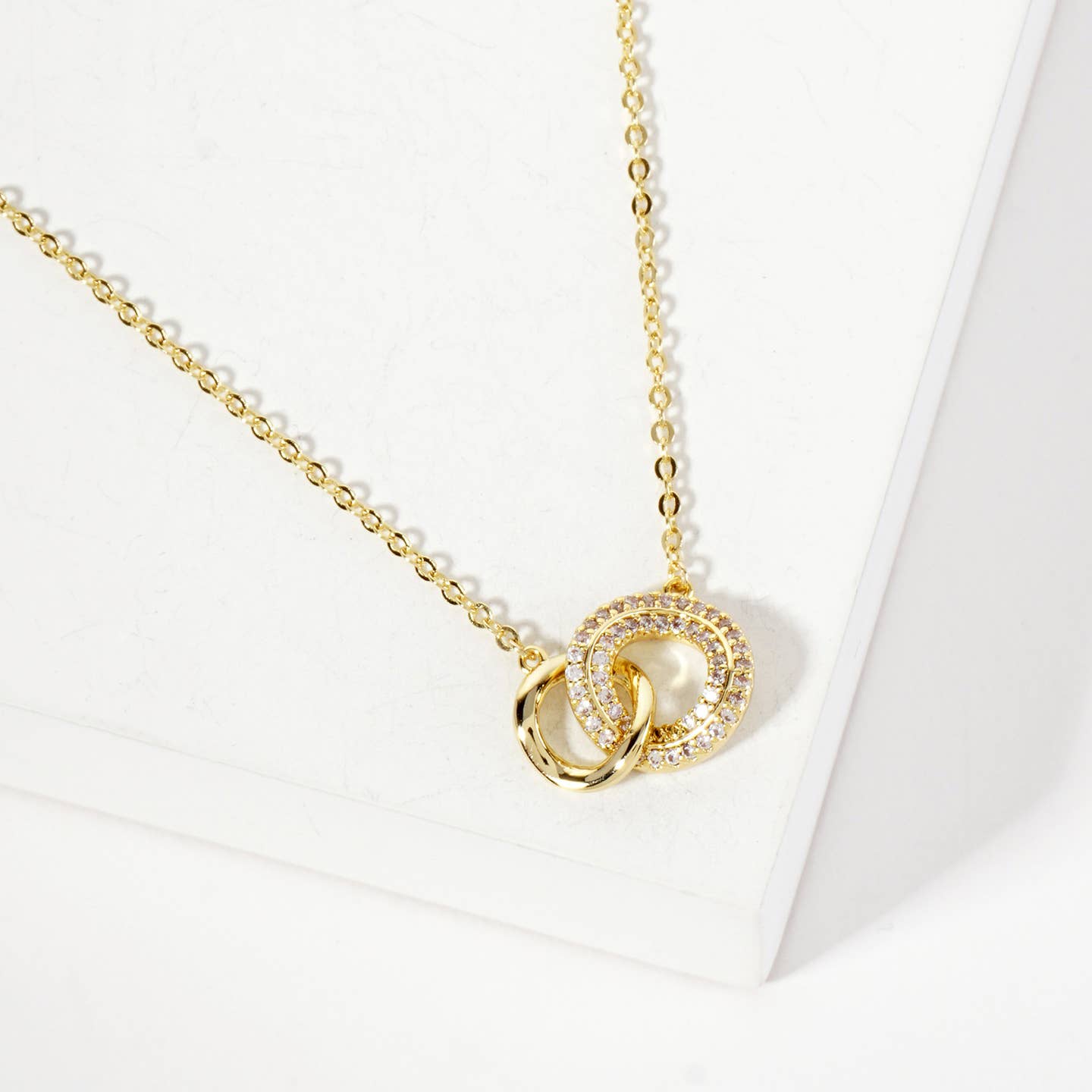 Gold Plated Interlocking Circle Pendant