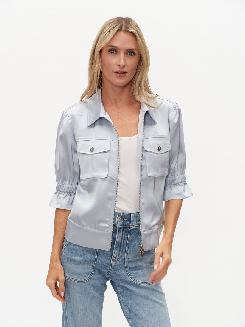 Anna Satin Jacket Frosted Blue