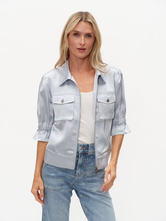 Anna Satin Jacket Frosted Blue