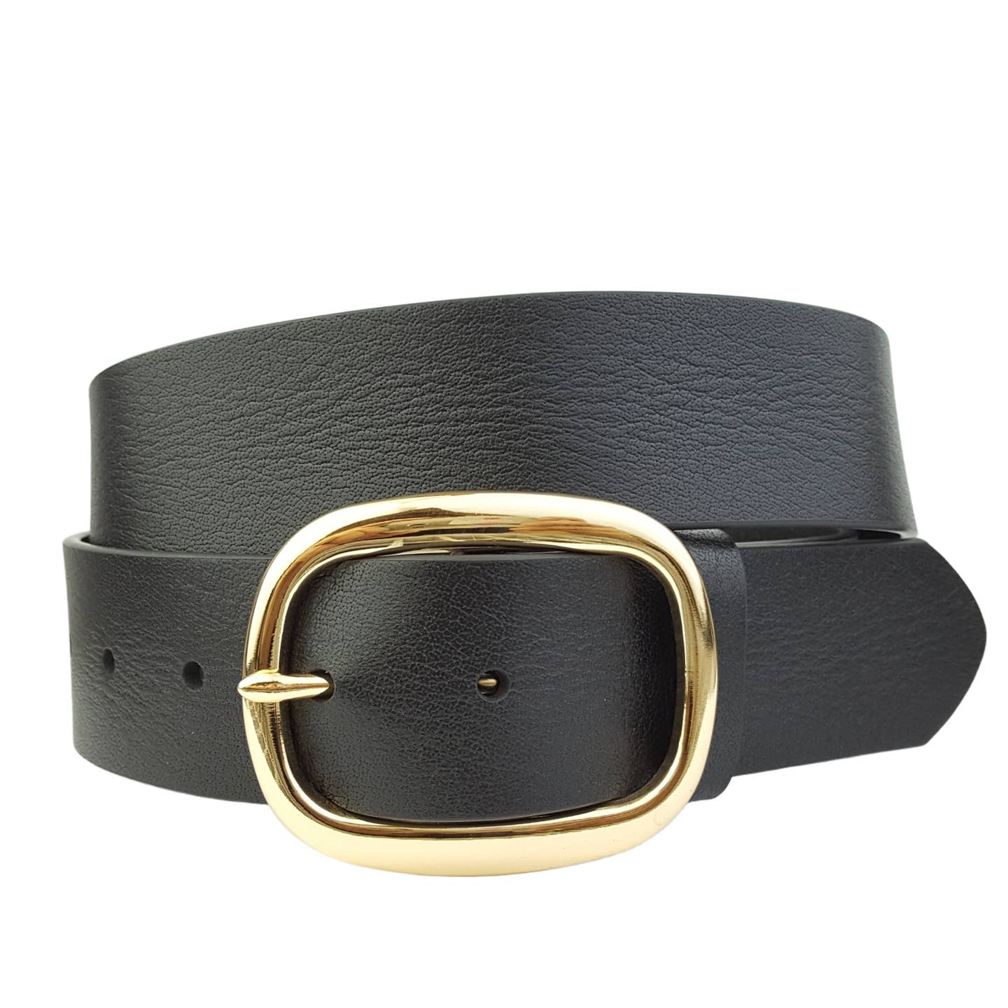 Black Leather With Gold Buckle