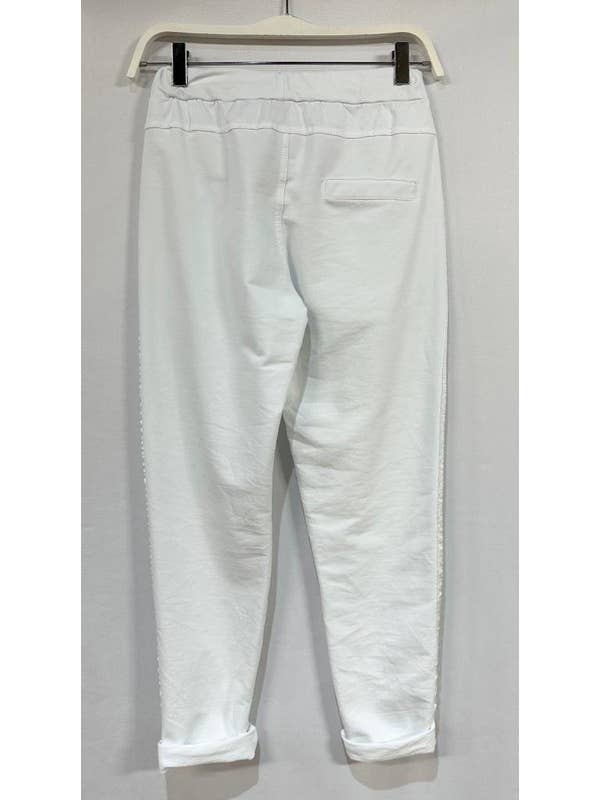 Straight Crinkle Jogger - White Ribbon Stripe